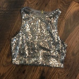 NEW Express Cropped Sequin Top